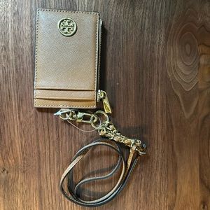 Tory Burch leather lanyard card holder